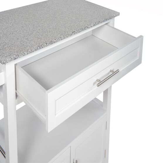 Cameron White Kitchen Cart With Granite Top, , alternate image number null