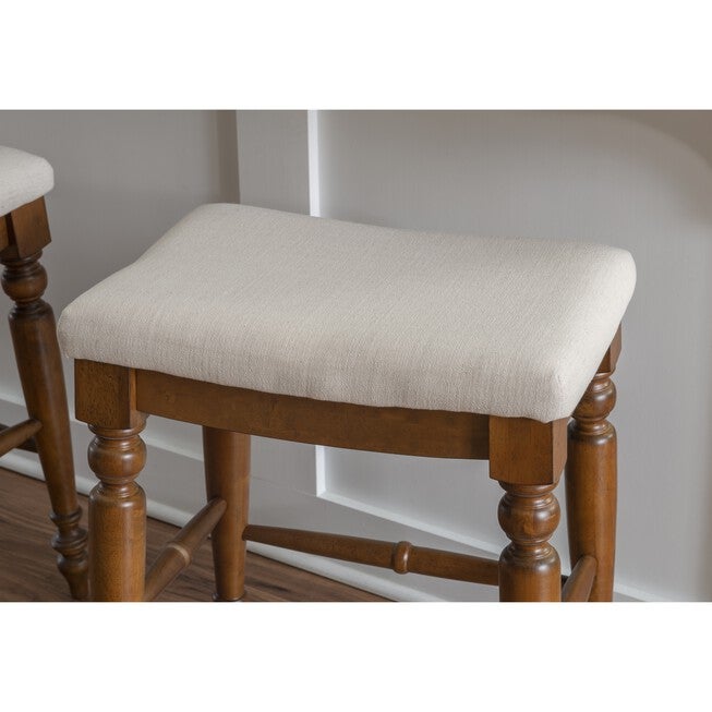 Marino Antique Walnut Counter Stool Backless Stools, , alternate image number null