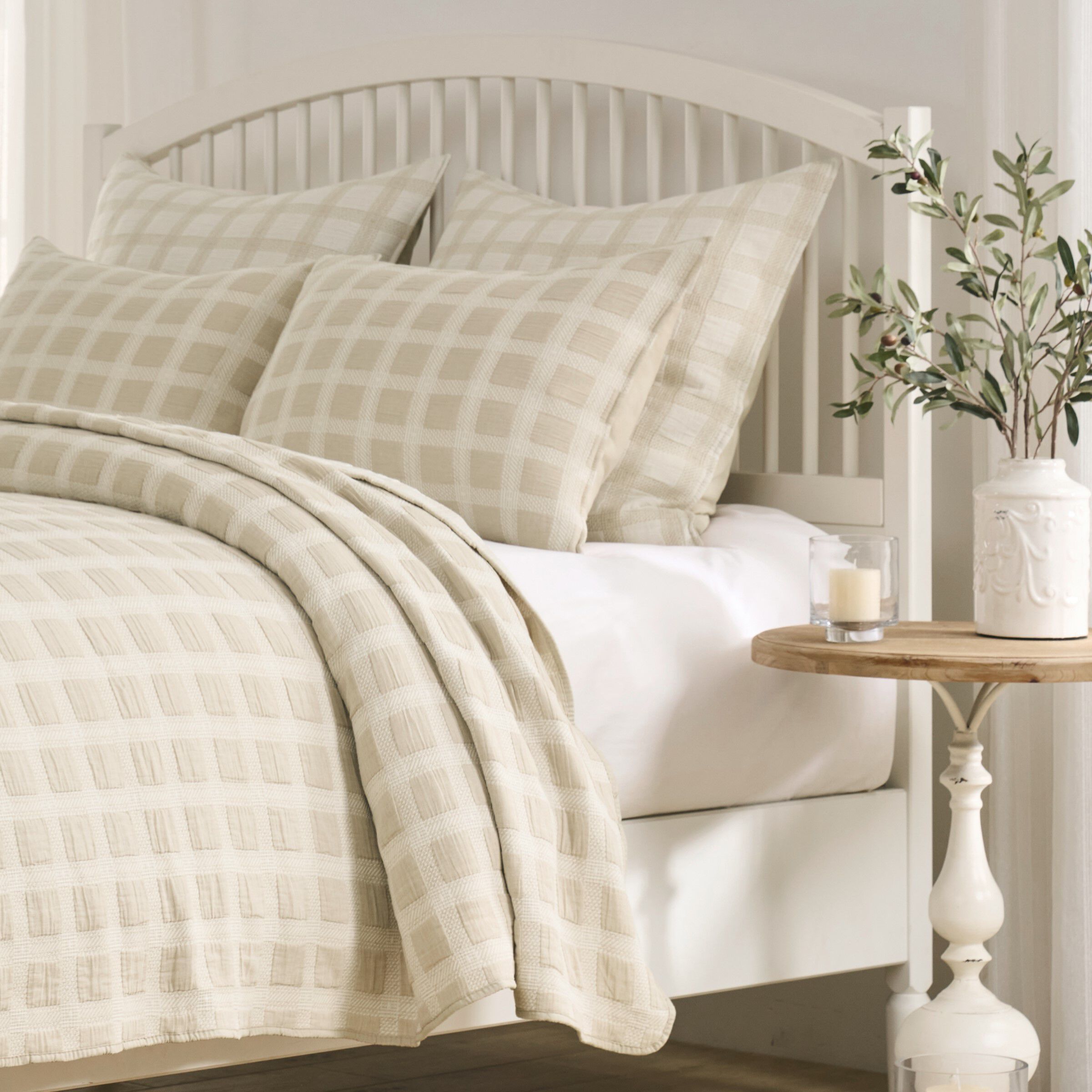 Millhouse 100% Cotton Classic Plaid Coverlet Set, TAUPE, alternate image number 6