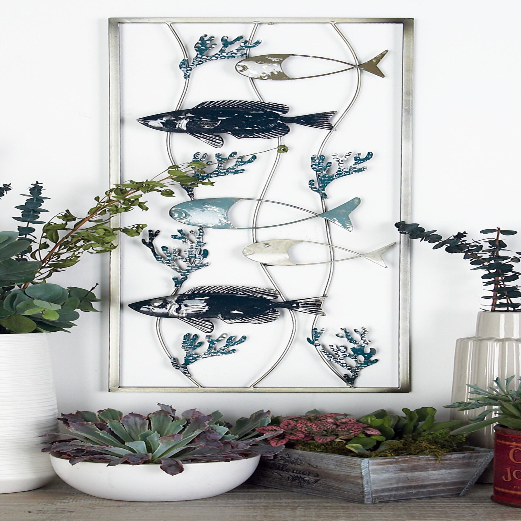 Set Of 2 Metal Coastal Fish Wall Decor, , alternate image number 4