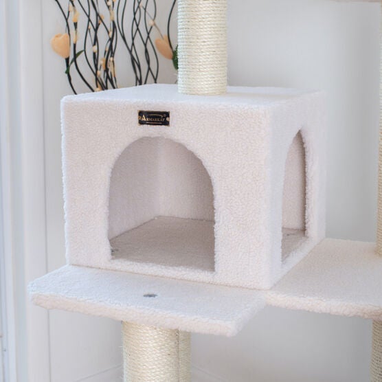 Real Wood 57" Fleece Covered Cat Tree Climber, , alternate image number null