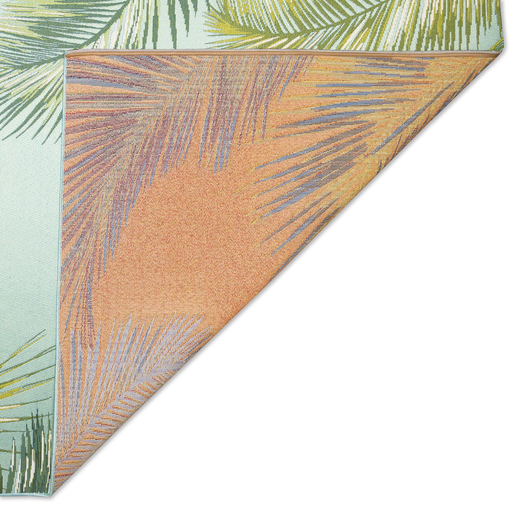 Liora Manne Marina Palm Border Indoor/Outdoor Area Rug Aqua 7 feet 10 inches x 9 feet 10 inches, , on-hover image number 1