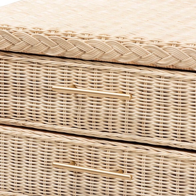 Lanica Japandi Sun Bleached Rattan 3-Drawer Nightstand, PALE, alternate image number null