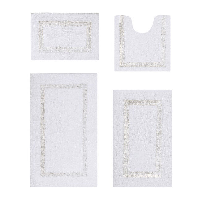 Hotel Collection 100% Cotton 4 Piece (17 inches X 24 inches | 20 inches X 20 inches | 21 inches X 34 inches | 24 inches X 40 inches) Bath Rug Set, WHITE IVORY, hi-res image number 0