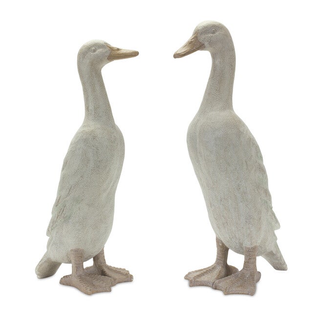 Distressed Stone Standing Duck Garden Statue (Set Of 2), GREY, hi-res image number null
