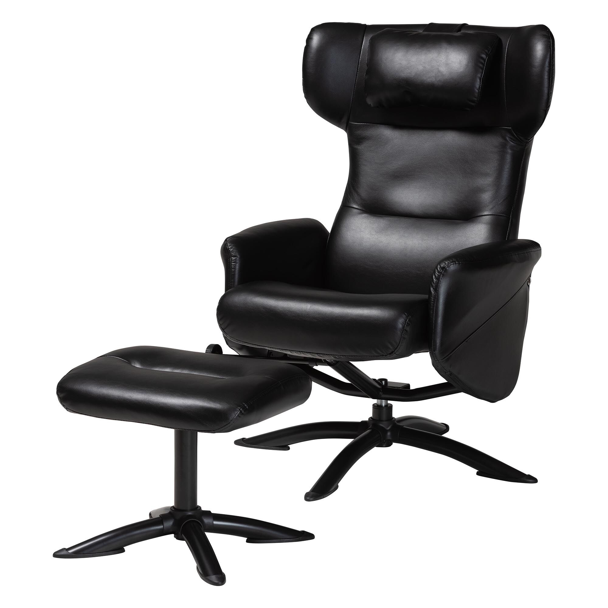 Elwood Modern Brown Faux Leather 2-Piece Lounge Chair and Footrest Set, BLACK, alternate image number 1