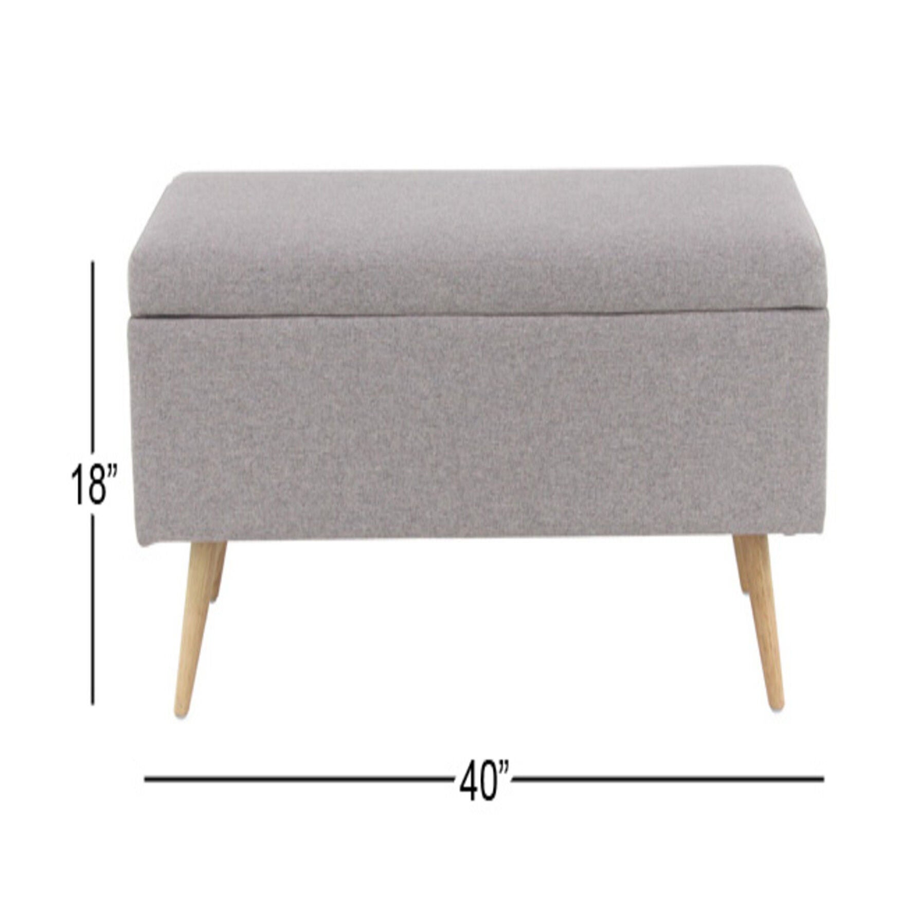 Modern Rectangular Gray Polyester Storage Bench Storage Bench, , alternate image number 8