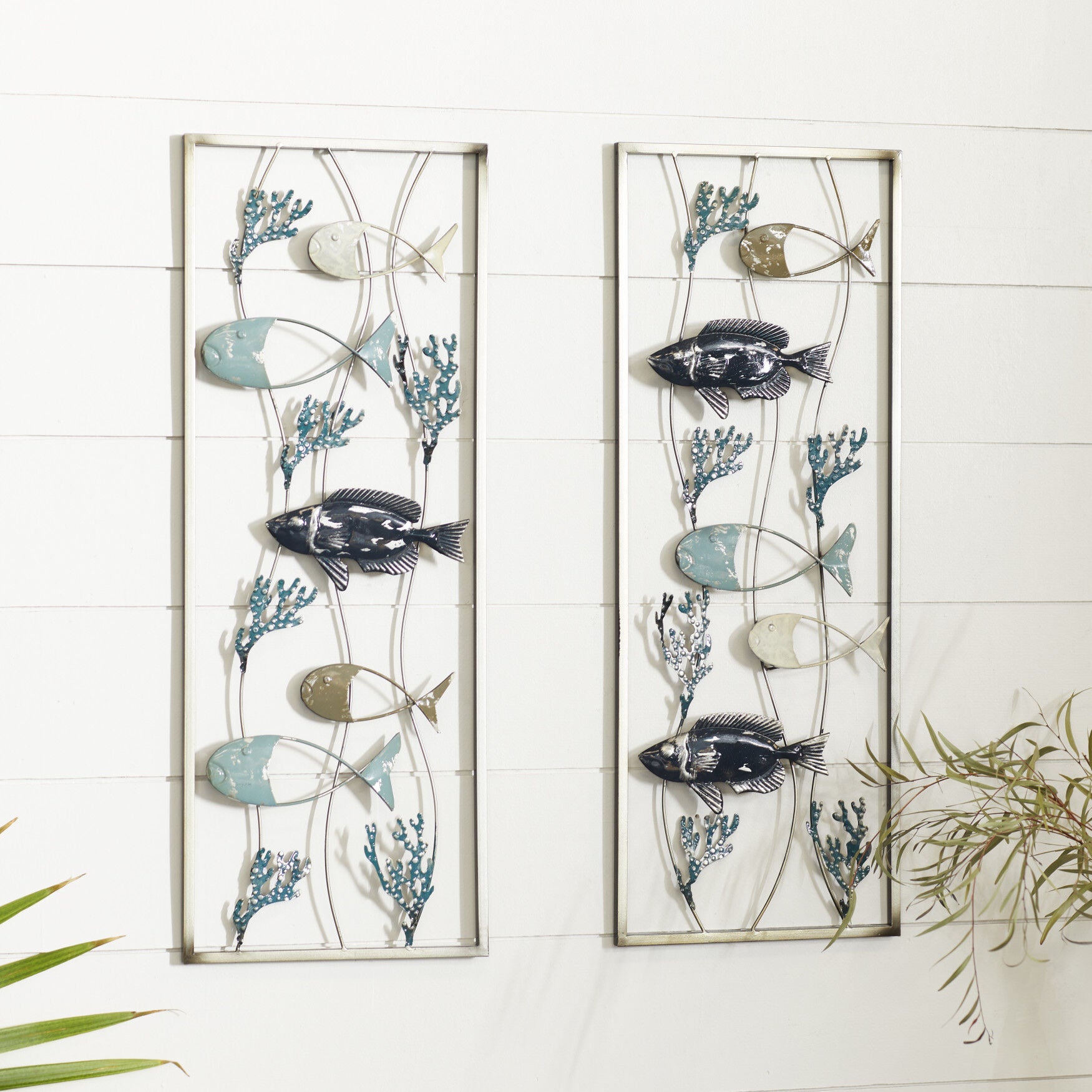 Set Of 2 Metal Coastal Fish Wall Decor, , alternate image number 5