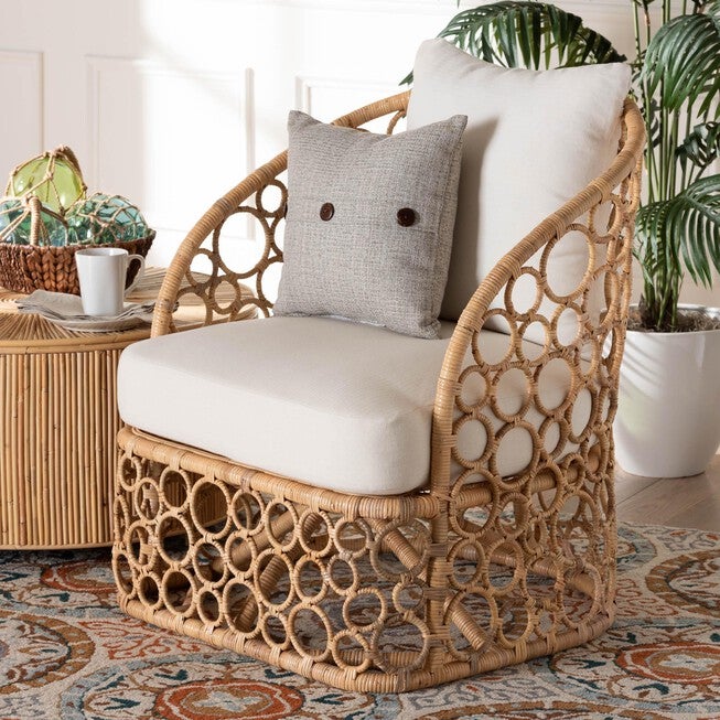 Prisca Bohemian Light Honey Rattan Accent Chair, , alternate image number null