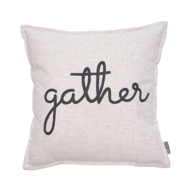 Waska Gather Sentiment Linen Blend Pillow, NEUTRAL, hi-res image number 0