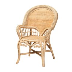Ratu Modern Bohemian Natural Brown Rattan Accent Chair