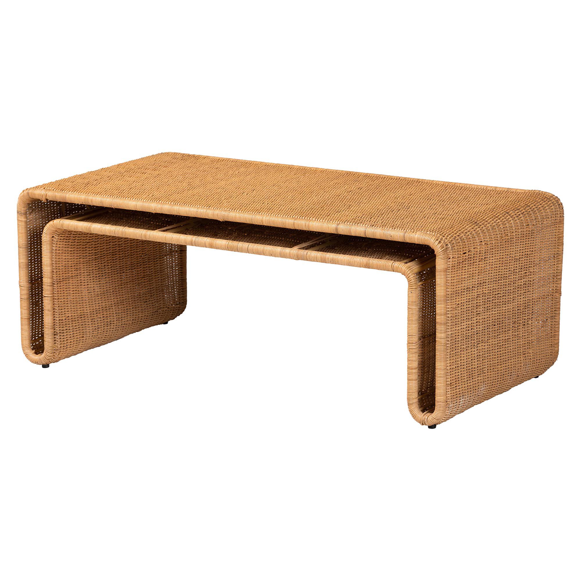 Nevada Bohemian Light Honey Rattan Coffee Table, HONEY, alternate image number 1