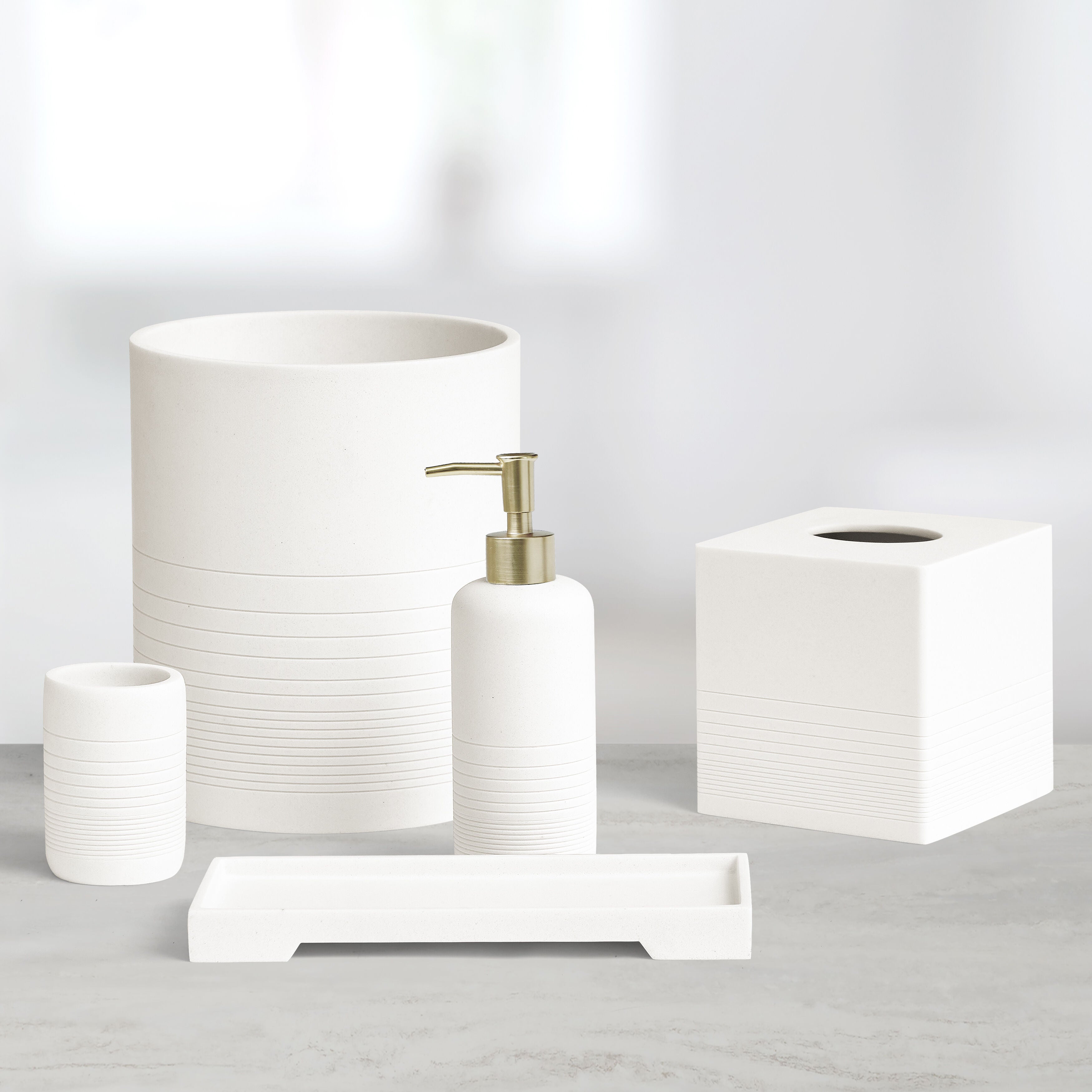 REVERIE BATH ACCESSORIES TUMBLER, WHITE, alternate image number 1