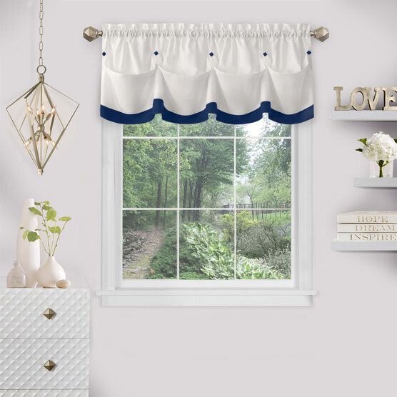 Lana Window Curtain Valance, NAVY, hi-res image number null