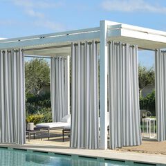 Outdoor Decor Coastal Stripe Outdoor Single Grommet Curtain Panel