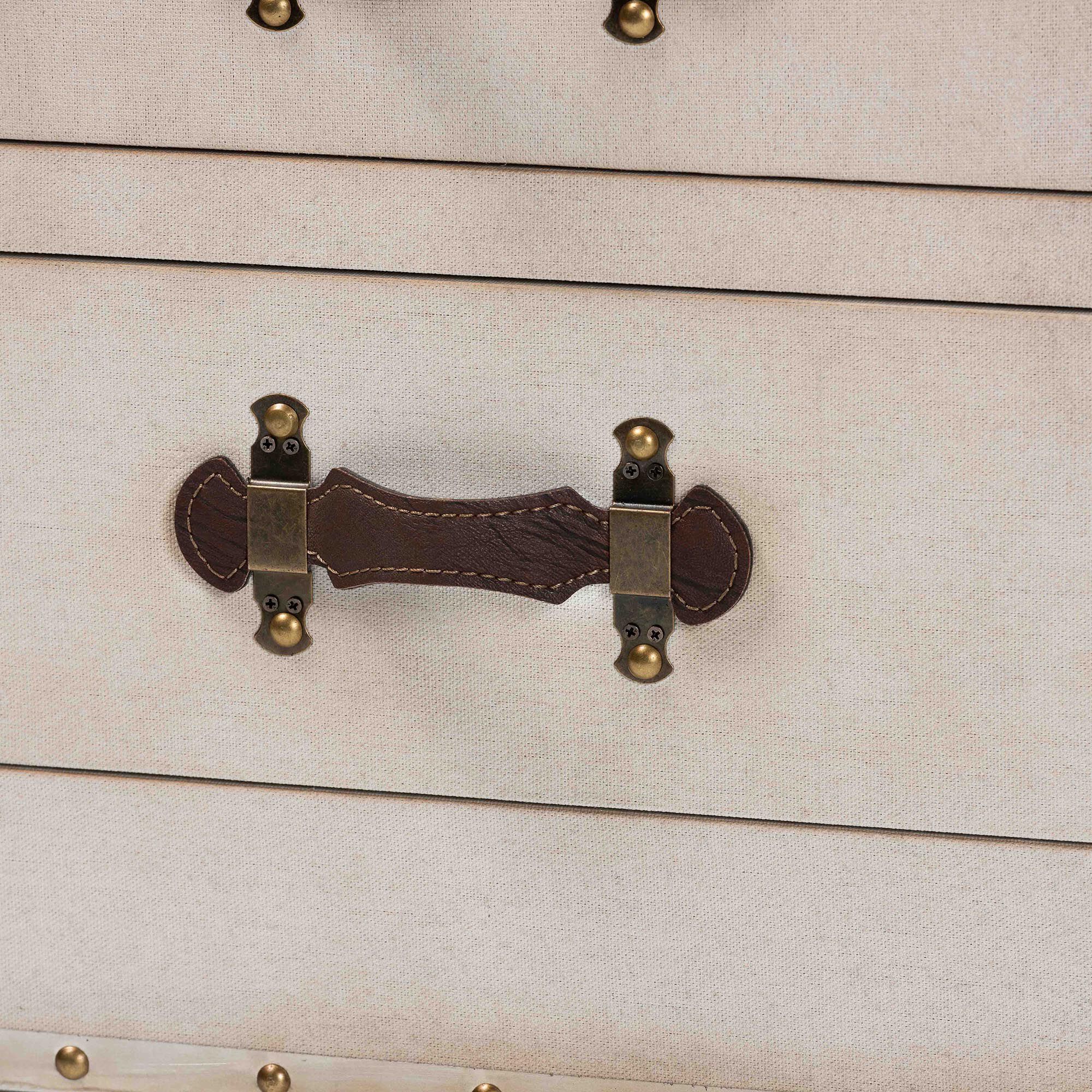 Laura Vintage White Canvas 2-Drawer End Table Trunk, WHITE, alternate image number 5