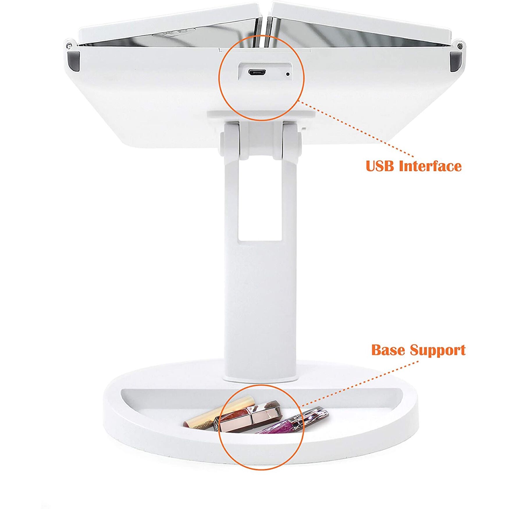 Tri-Fold Makeup Mirror With 3-Color Led Lighting, , on-hover image number 1