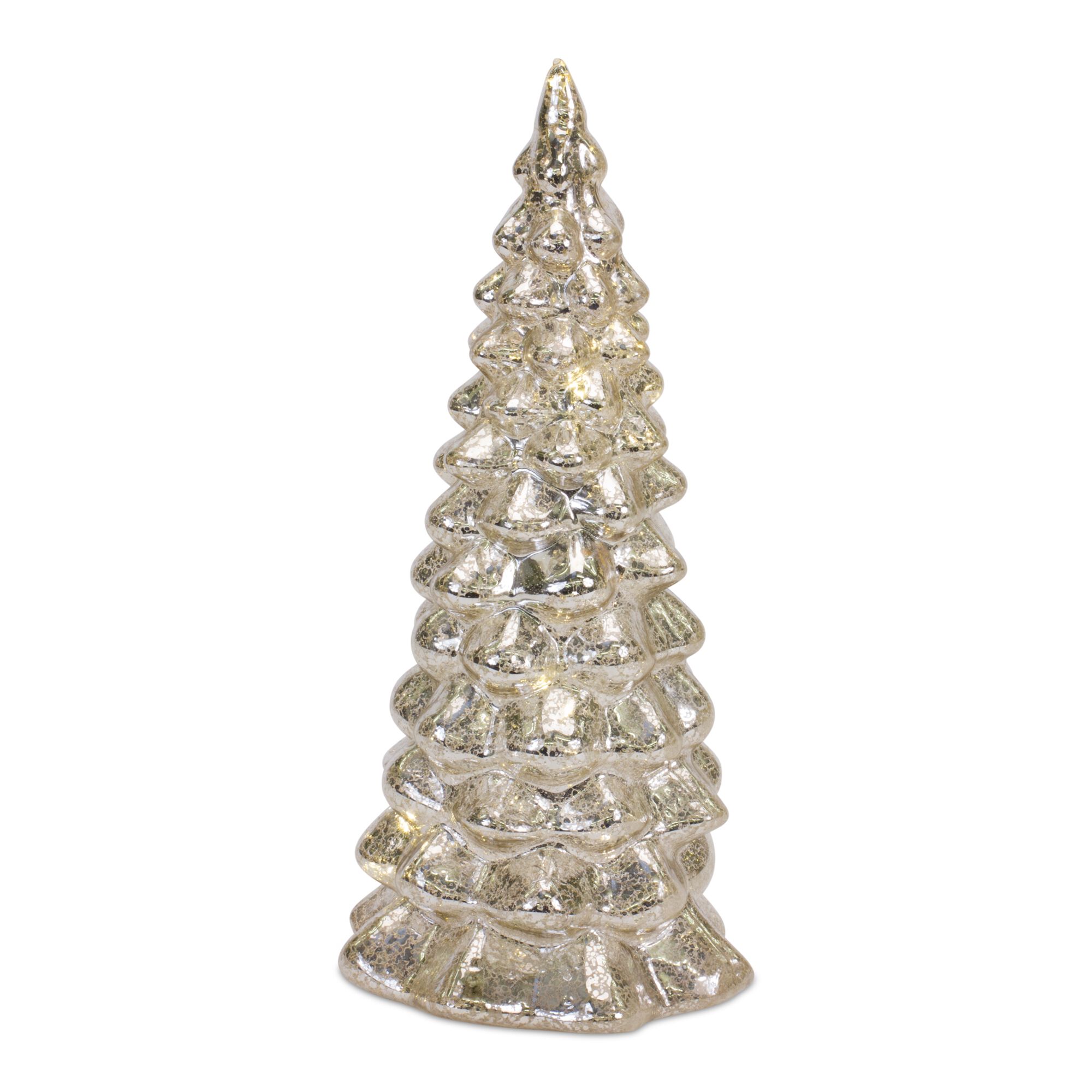 LED Lighted Mercury Glass Holiday Tree Decor (Set of 4), SILVER GOLD, alternate image number 5