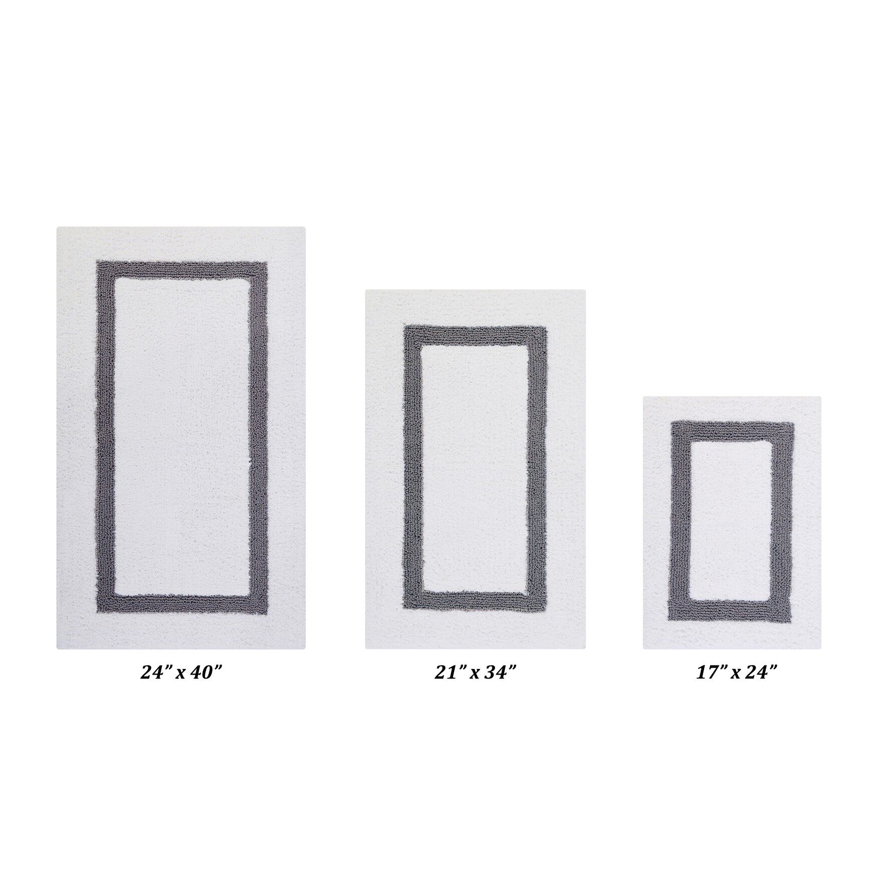 Hotel Collectionis Bath Mat Rug 3 Piece Set (17 inches x 24 inches | 21 inches x 34 inches | 24 inches x 40 inches), WHITE GRAY, hi-res image number 0