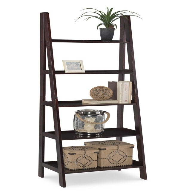 Acadia Ladder Bookshelf, BROWN, hi-res image number 0