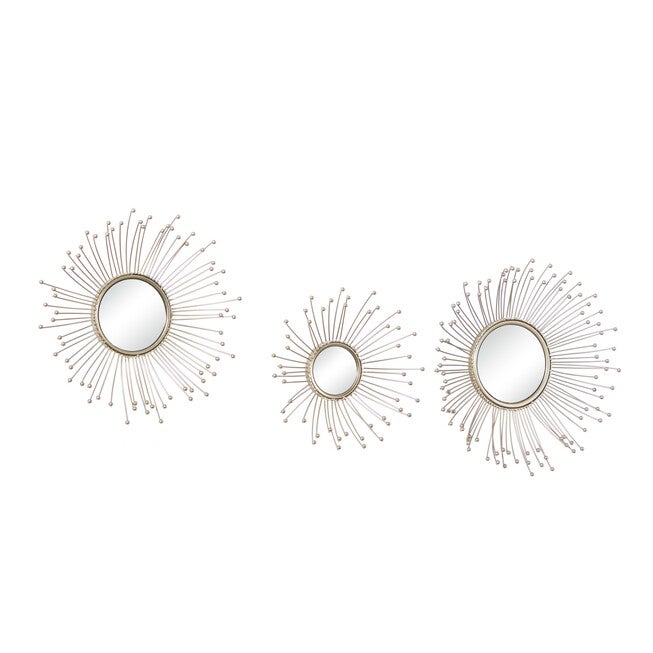 Set Of 3 Gold Metal Glam Wall Mirror, , alternate image number 3