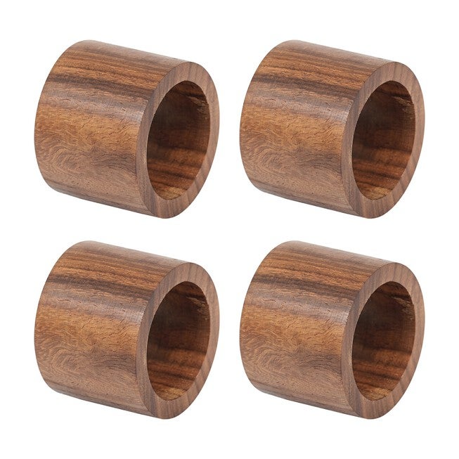 Wood Band Napkin Ring, Set of 6, BROWN, hi-res image number 0