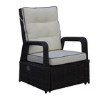 Brusell Outdoor Wicker Recliner Patio Chair With Cushions Patio Chair, BROWN, hi-res image number null