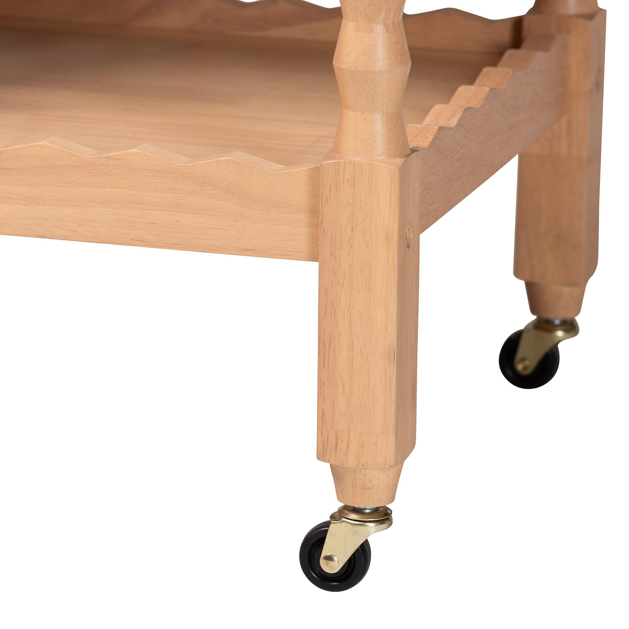 Seamus 3-Tier Beech Brown Book Cart with Bobbin Frame, BROWN, alternate image number 5