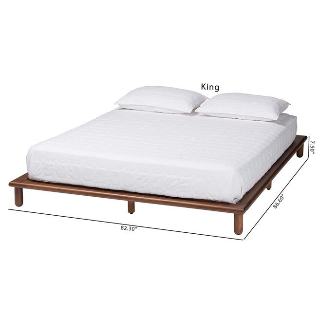 Alivia Mid-Century Modern Walnut Brown Finished Wood King Size Bed Frame, , alternate image number 8