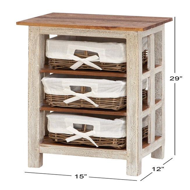White Farmhouse Rattan Storage Unit, 29 x 15, , alternate image number null