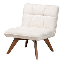 Darielle Japandi Cream Boucle Fabric And Walnut Brown Finished Rubberwood Accent Chair