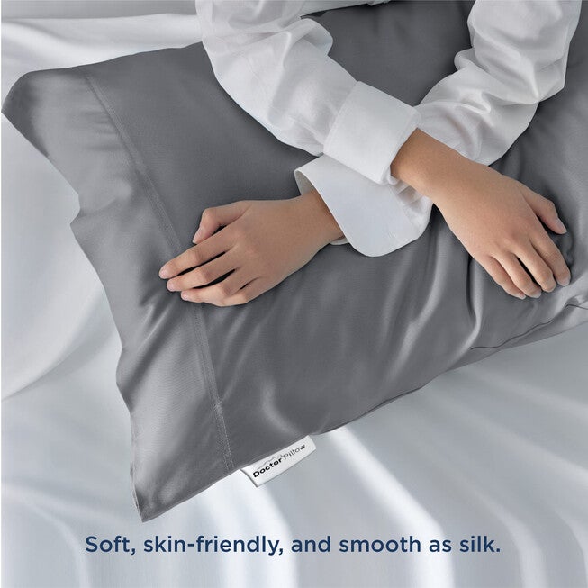 Doctor Pillow Royal Luxury Bamboo Pillowcase Single Grey, GREY, alternate image number null