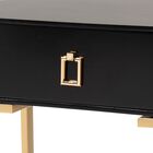 Luna Contemporary Glam And Luxe Black Finished Wood And Gold Metal End Table, , alternate image number null