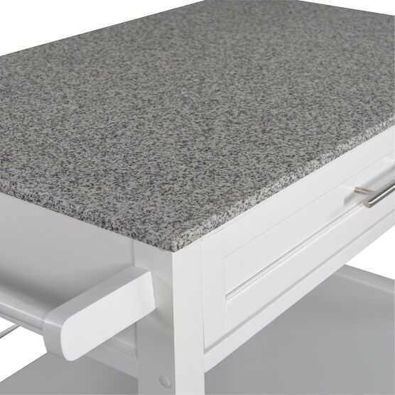 Cameron White Kitchen Cart With Granite Top, , alternate image number null