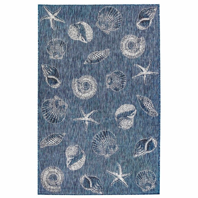 Liora Manne Carmel Shells Indoor/Outdoor Rug Aqua 23 inchesX7 feet 6 inches, , alternate image number null