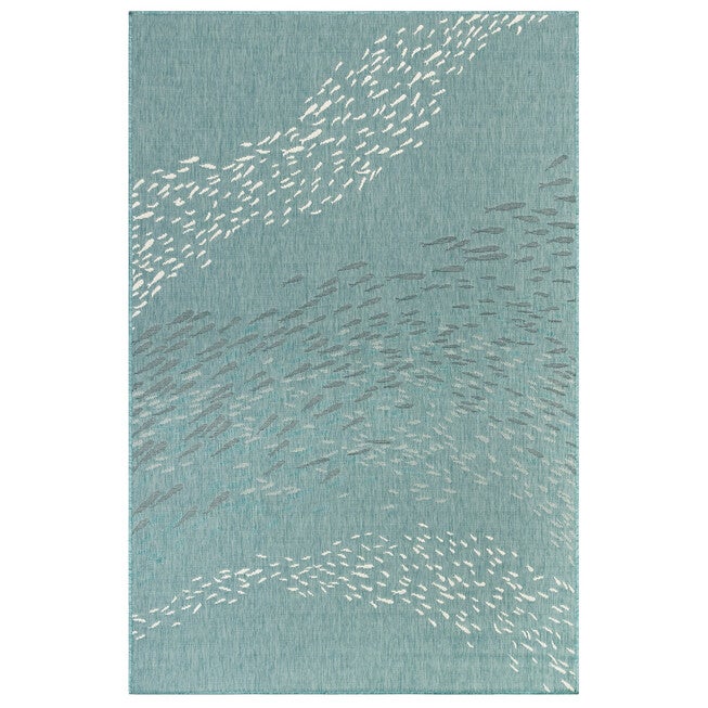Carmel School Of Fish Indoor/Outdoor Area Rug Aqua | Woman Within