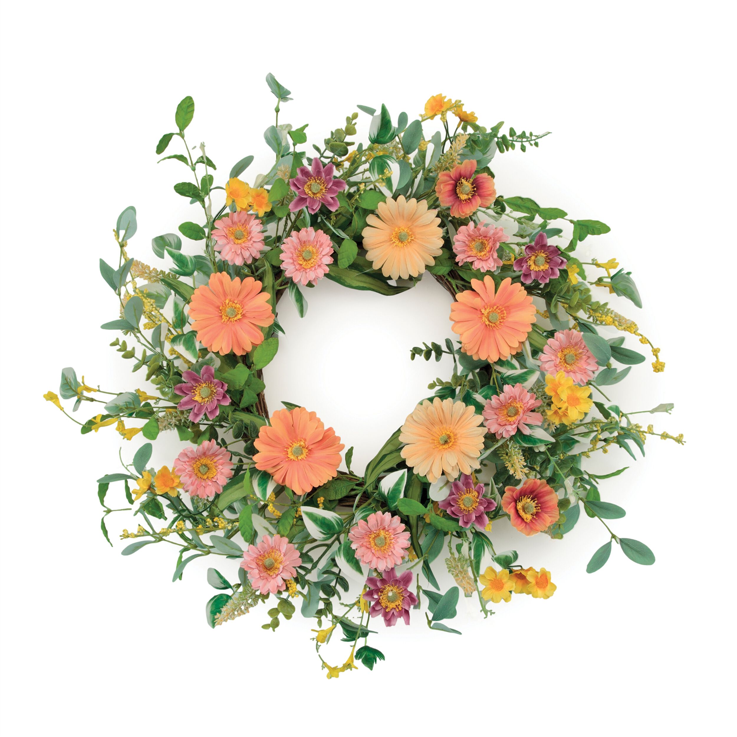 Mixed Gerbera Daisy Wreath 24IND, PINK RED GREEN, hi-res image number 0