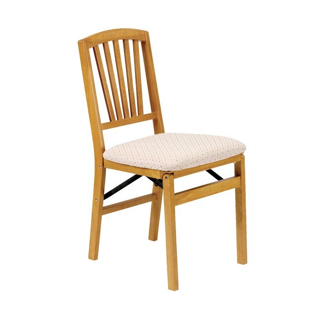 Slat Back Wood Folding Chairs, Set Of 2, OAK, hi-res image number 0