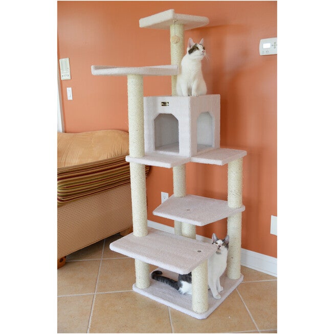 Real Wood 68 inches Six Levels Cat Tree Condo, , on-hover image number null