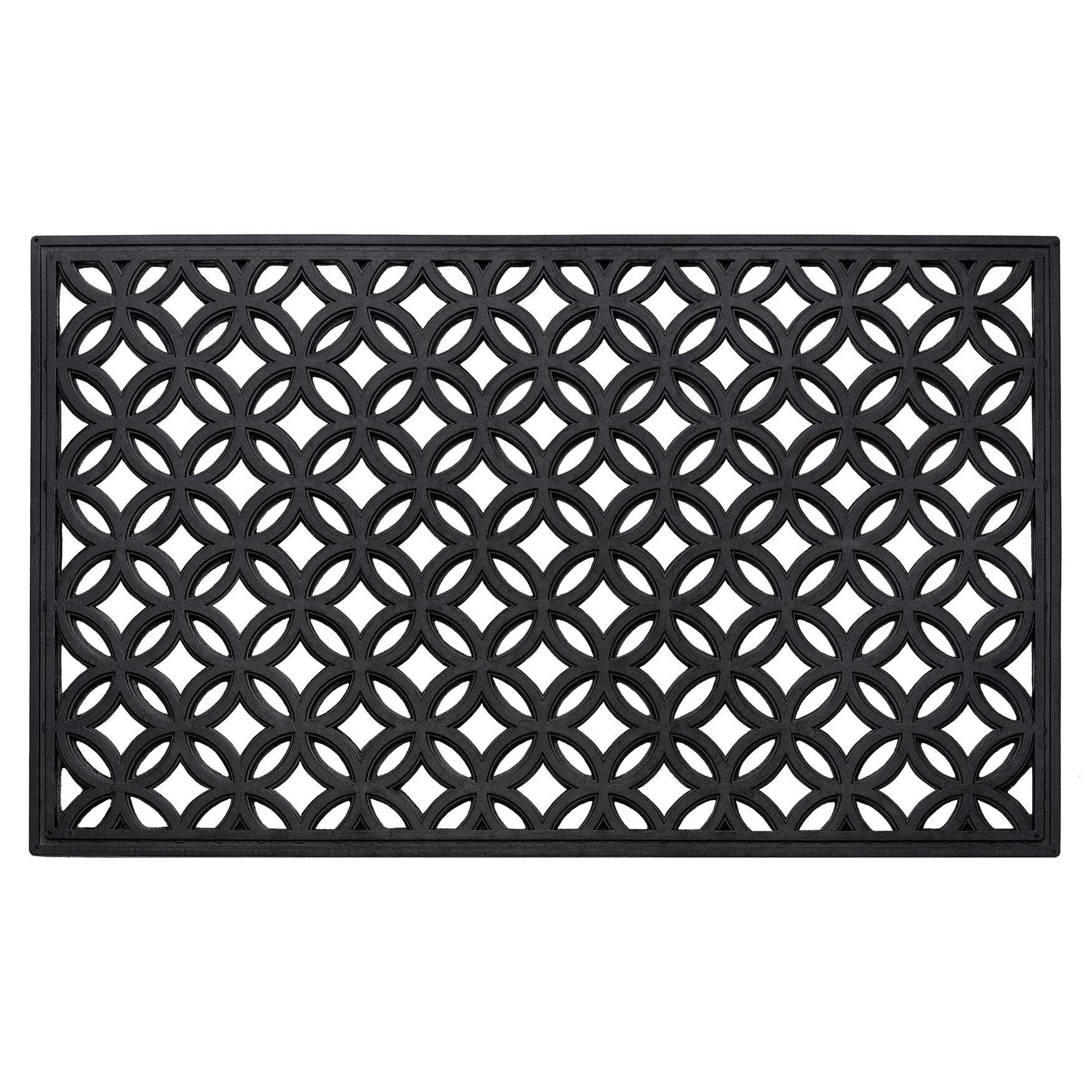 Wrought Iron Rubber Mat 18 inches x 30 inches, BLACK CIRCLE, hi-res image number 0
