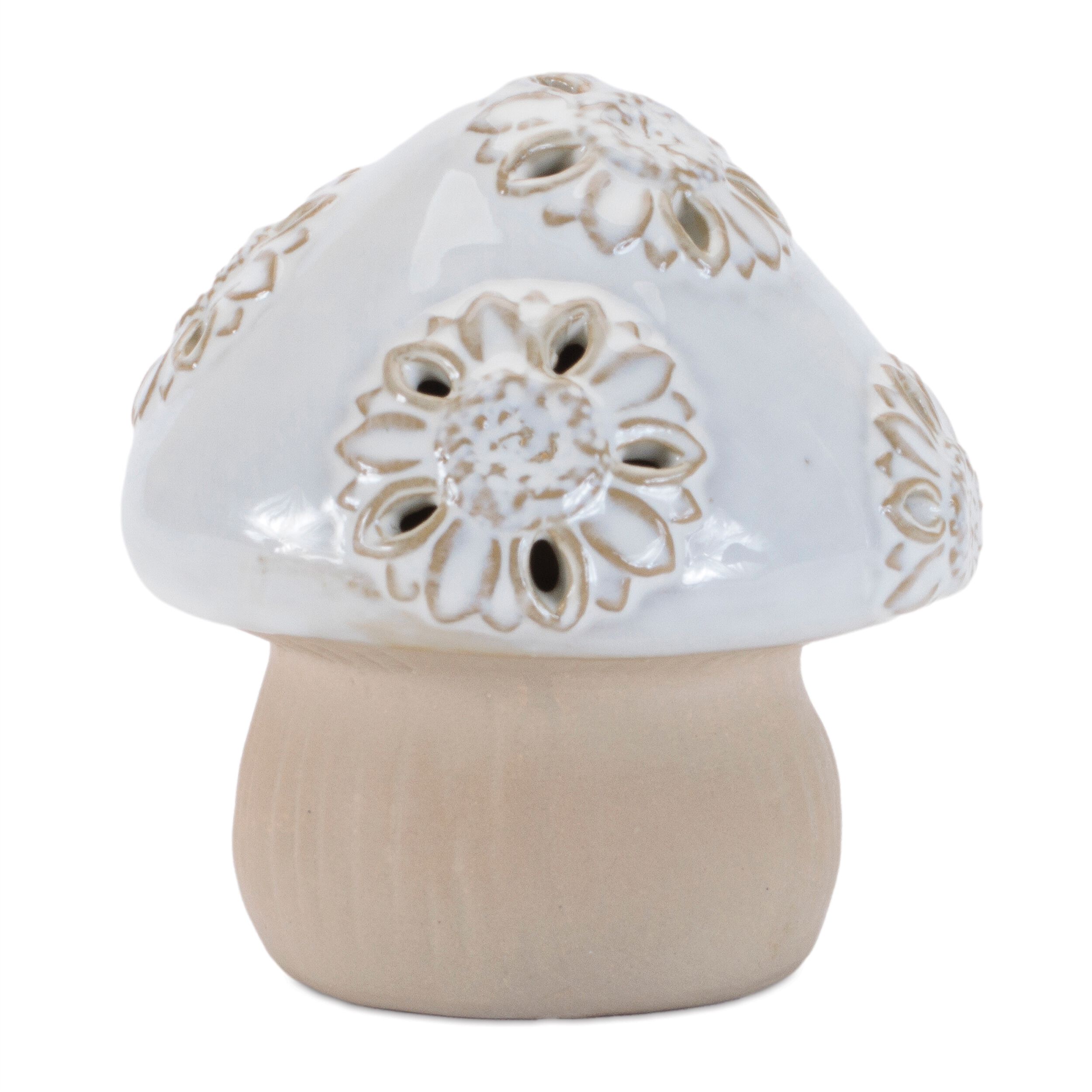 Porcelain Mushroom Decor Set of 6, BEIGE GRAY, alternate image number 3