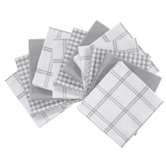 Coordinating Flat Waffle Weave Dish Cloths, Set Of 12 Dish Cloth, GRAY, hi-res image number null