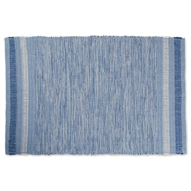 Variegated Blue Handwoven Recycled Yarn Rug 2X3 Ft, BLUE, hi-res image number null