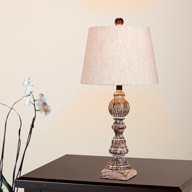 Cottage Antique Brown Resin 26 inches Table Lamp, Set 2, , on-hover image number null