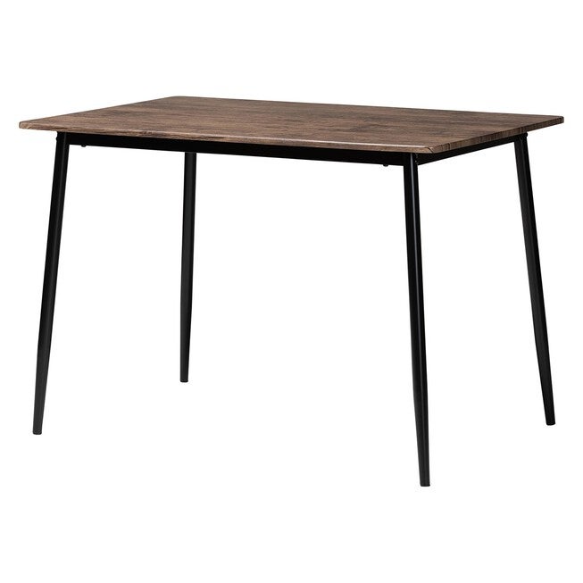 Dalair Industrial Rustic Brown Wood and Metal Dining Table, DARK BROWN, alternate image number 1