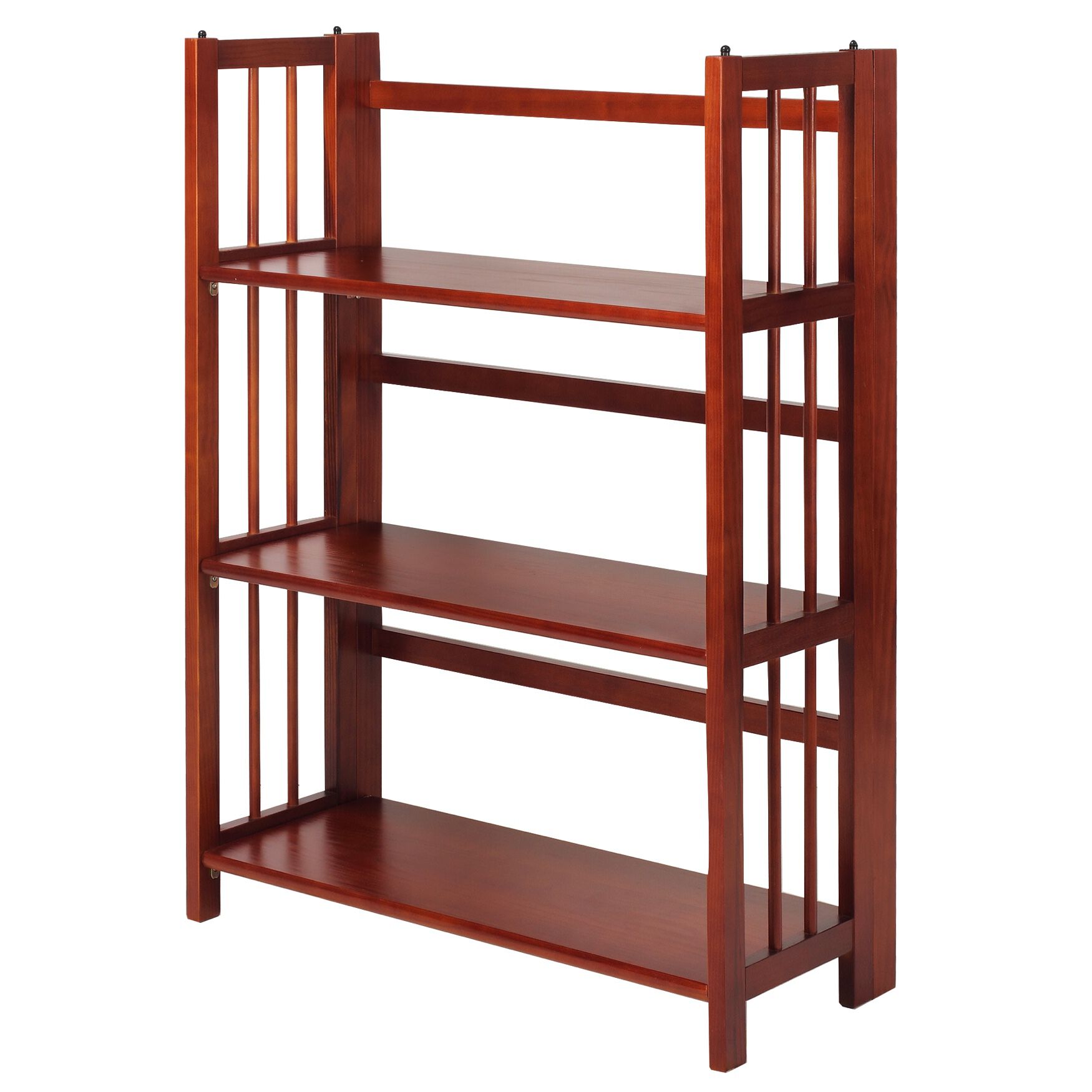 3-Shelf Folding Stackable Bookcase 27.5 inches Wide-Mahogany, , alternate image number 4