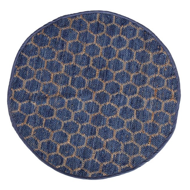 Beehive Modern Collection Area Rug Round, BLUE, hi-res image number 0