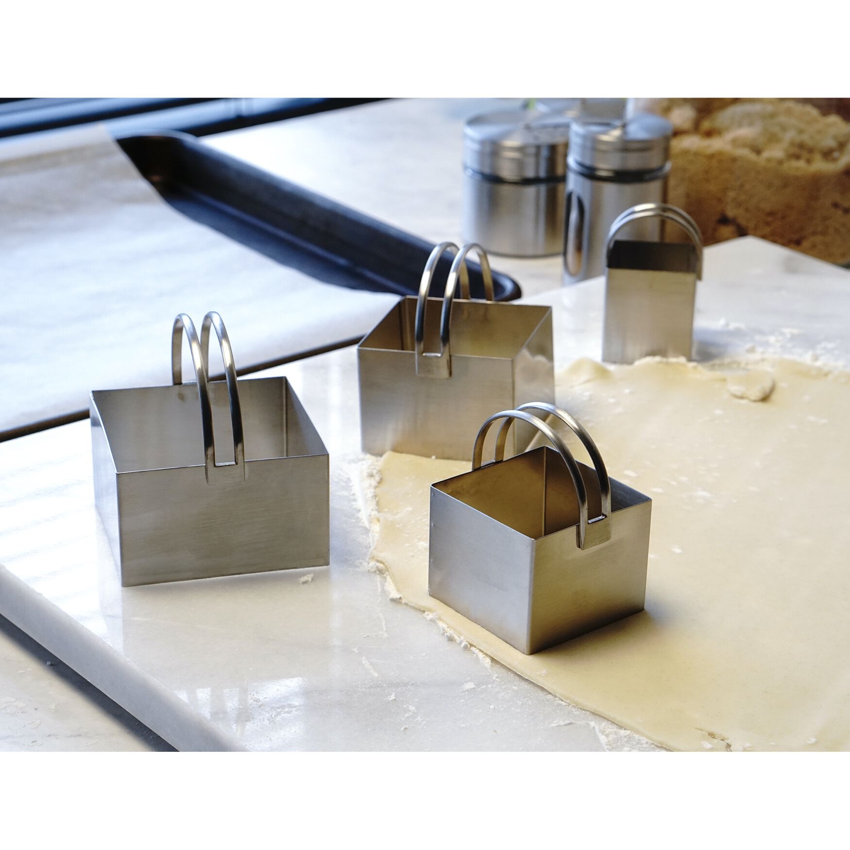 Square Stainless Steel Biscuit Cutters, Set 4, , alternate image number 3