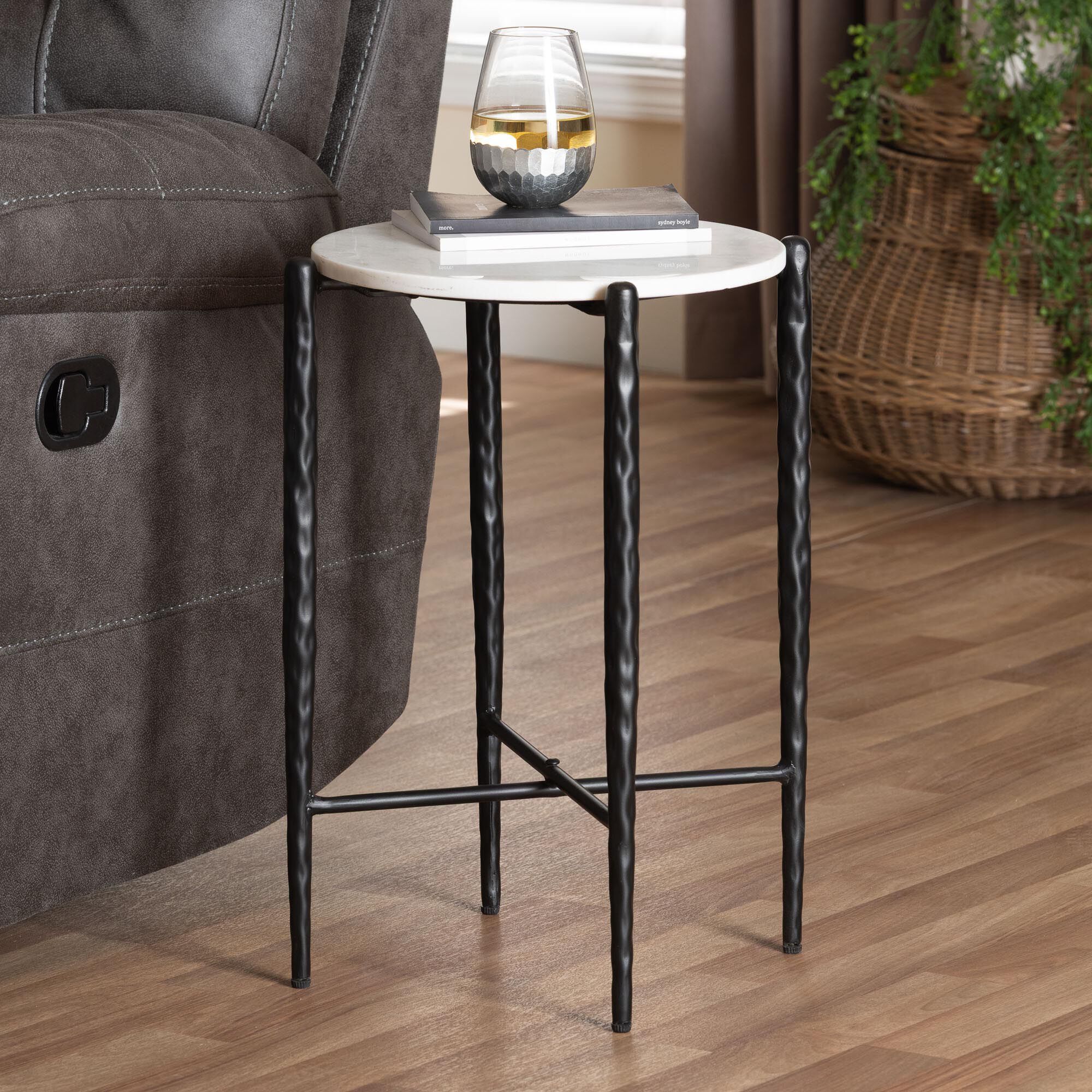 Caledon Marble Side Table, WHITE, alternate image number 6
