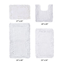 Shaggy Border Bath Rug Mat, 4 Pc Set, (17" X 24" | 20" X 20" | 21" X 34" | 24" X 40")